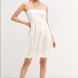 NWT Sachin & Babi x Anthropologie Textured Polka Dot White Mini Dress Size 14